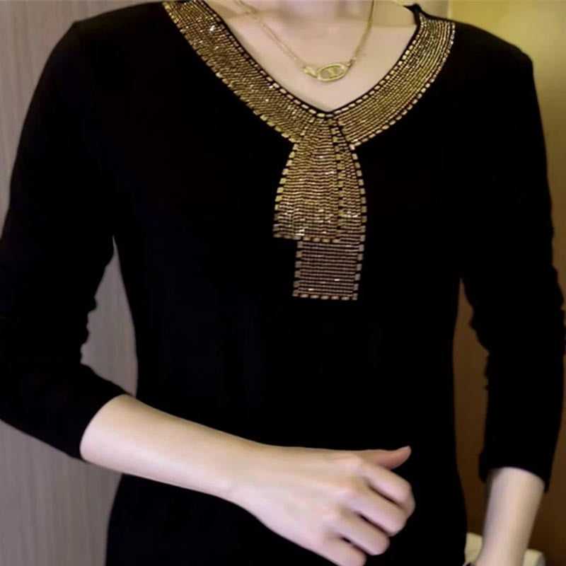 2024 Western style women's slimming long-sleeved T-shirt اشتري 1 و إحصول على 1 مجانا