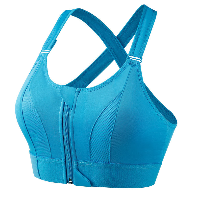 Adjustable front zip shockproof sports bra