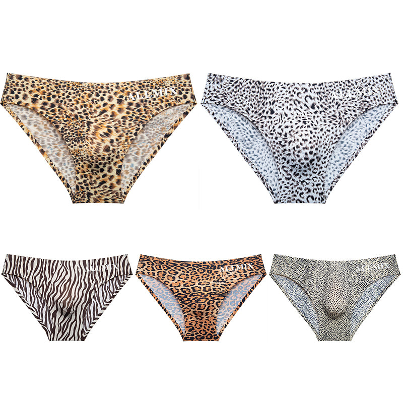 zd360-5 Pieces Leopard print sexy men's briefs