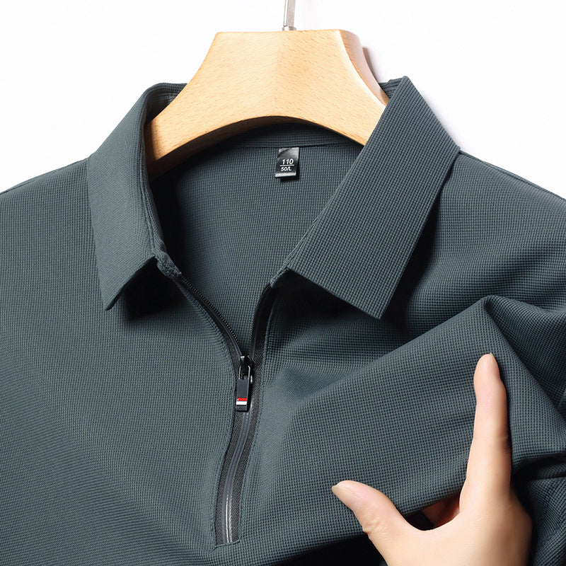 zd254-Men's Spring and Autumn Business Casual Striped Long Sleeve T-shirt