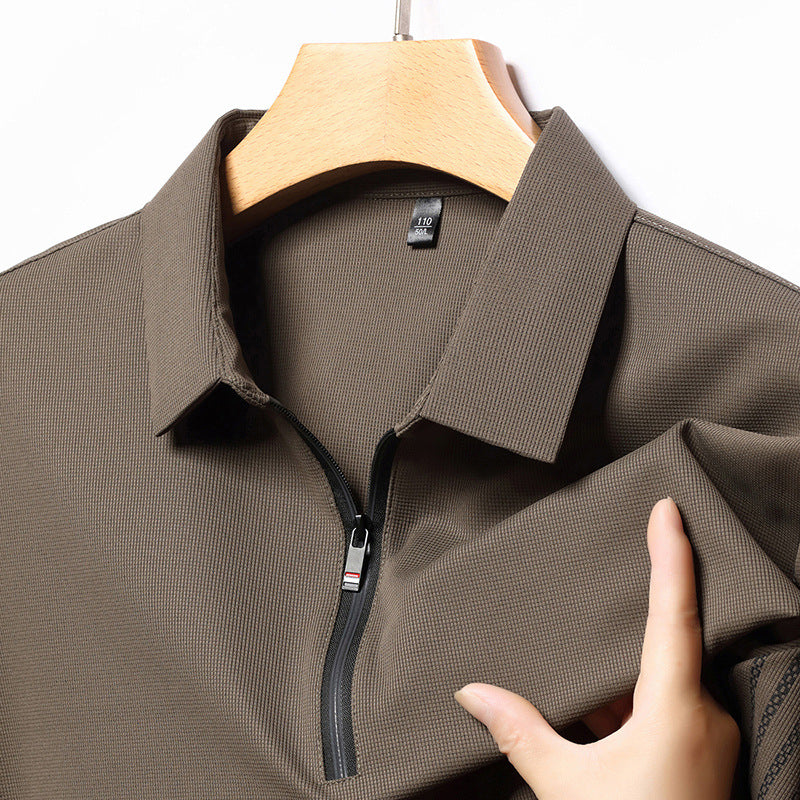 zd254-Men's Spring and Autumn Business Casual Striped Long Sleeve T-shirt