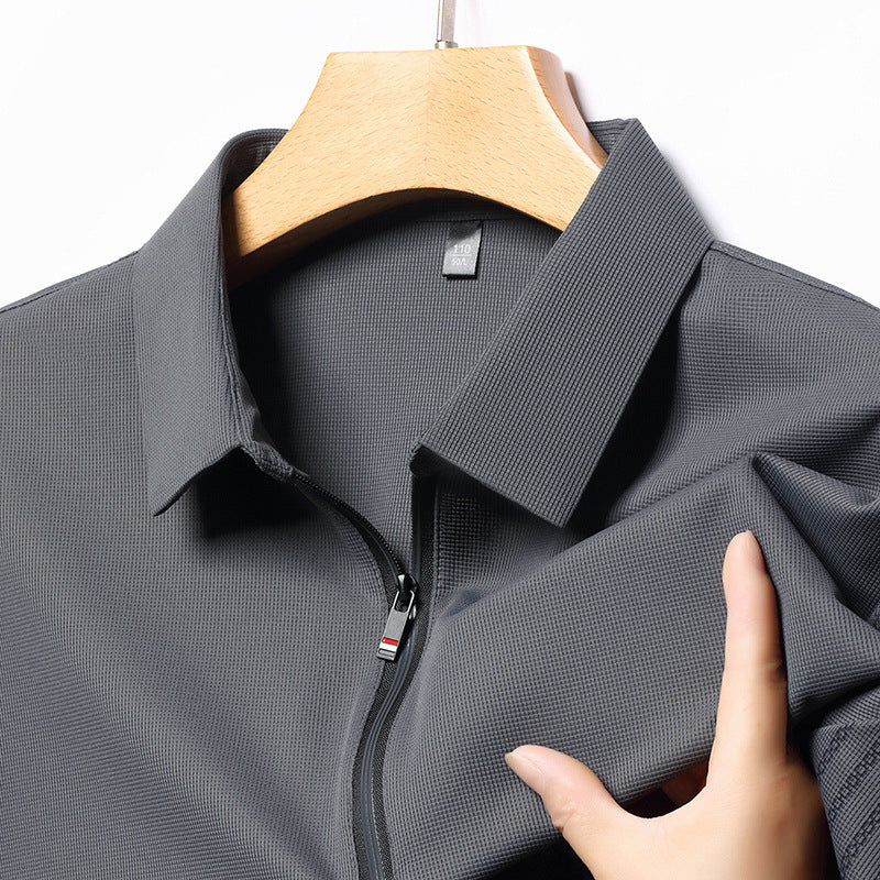 zd254-Men's Spring and Autumn Business Casual Striped Long Sleeve T-shirt