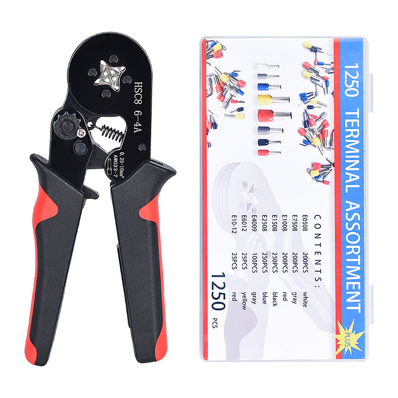 Self-adjusting wire terminal crimping tool set