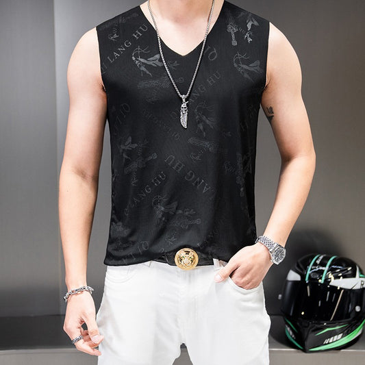 zd331-Men's summer sports ice silk tank top