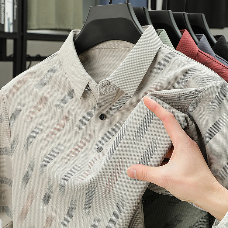 zd346-2025 Men's business printing short-sleeved polo shirt