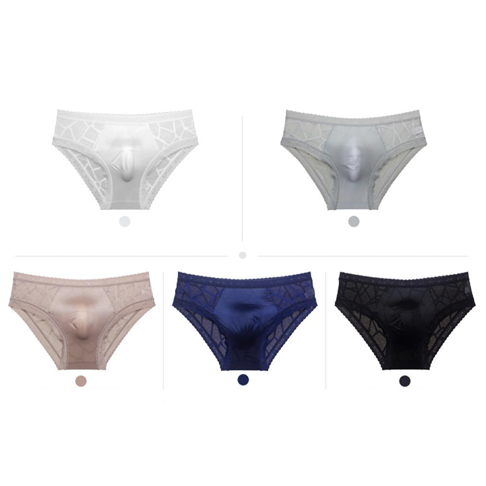 zd334-Men's Ice Silk Hollow Lace Thin Briefs