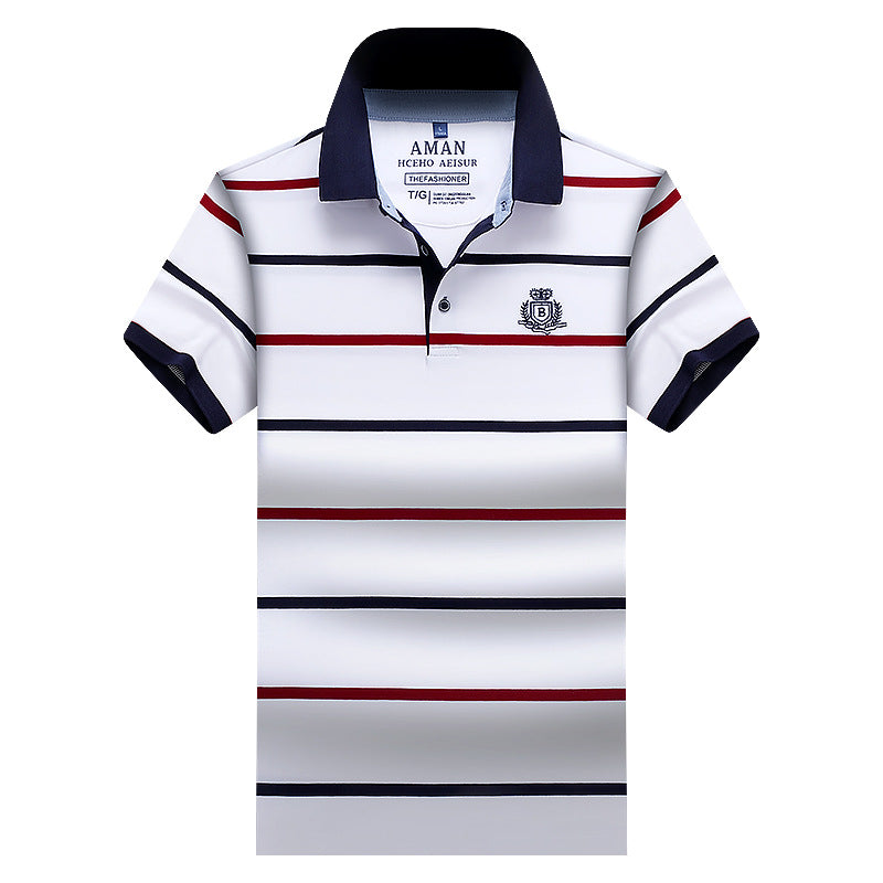 zd338-Men's Business Striped POLO Short Sleeve