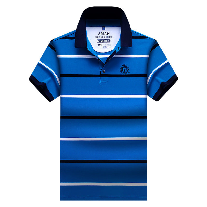 zd338-Men's Business Striped POLO Short Sleeve