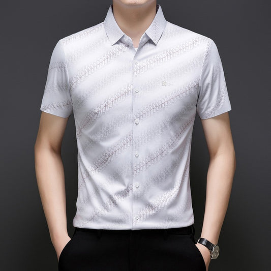 zd343-Men's summer embroidered business short-sleeved shirt