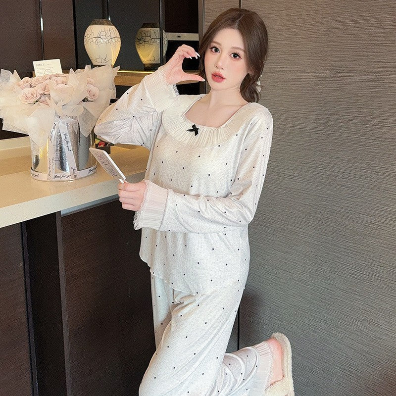 zp594-Women's ice silk threaded lace with chest pads home wear suit