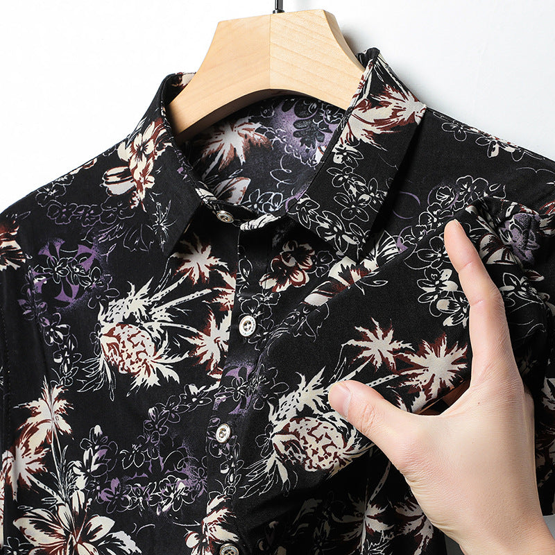 Men's summer national style short-sleeved shirt