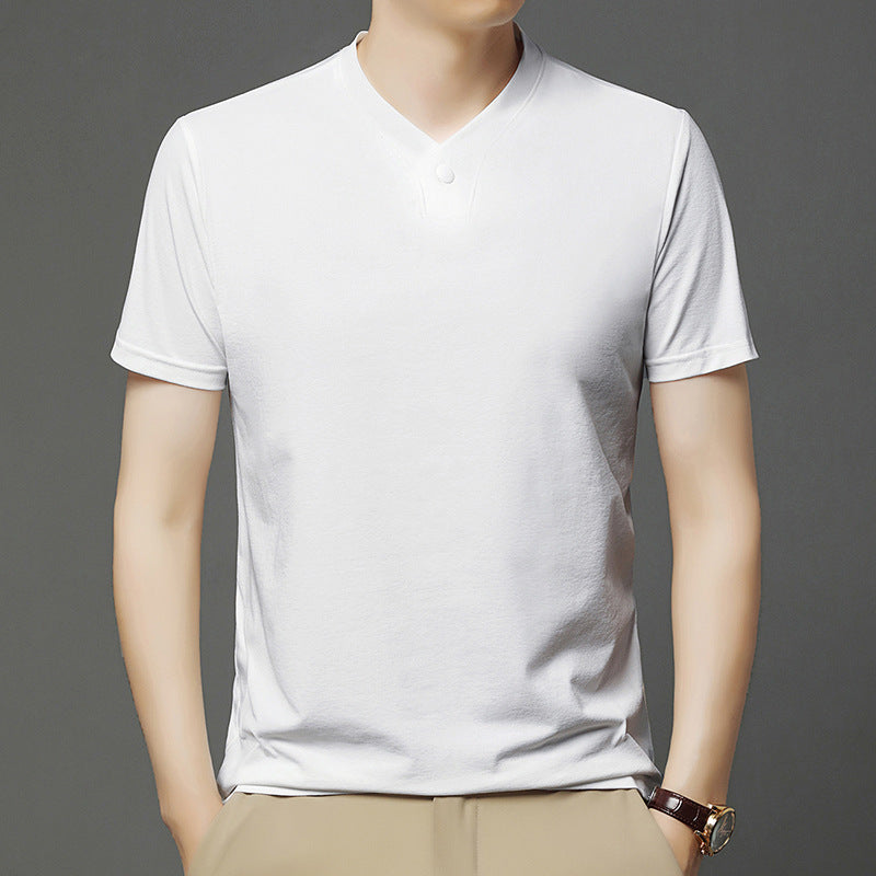 cf293-Men's summer ice silk short-sleeved T-shirt