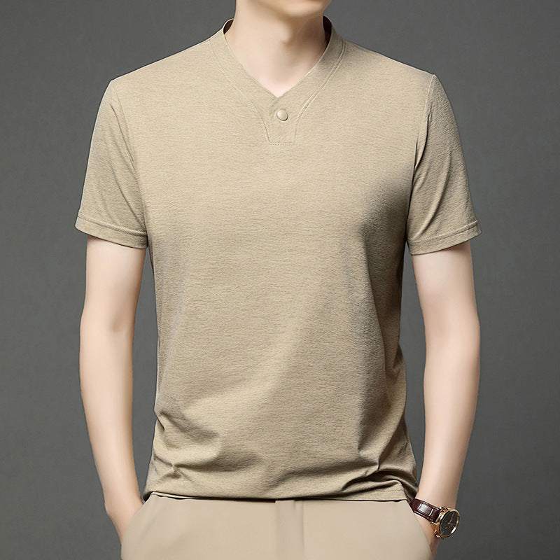 cf293-Men's summer ice silk short-sleeved T-shirt
