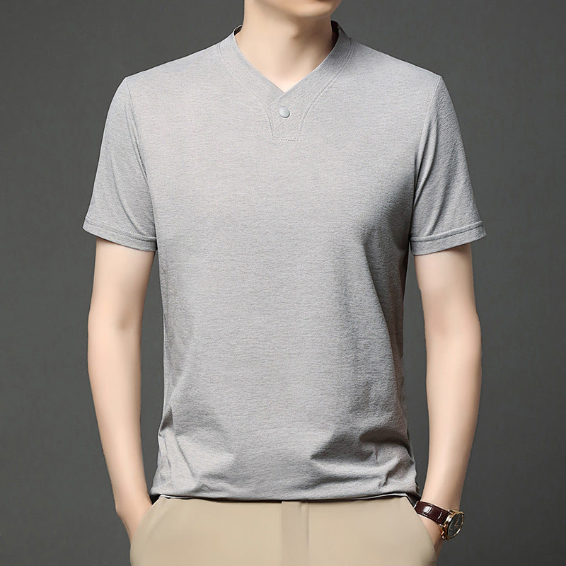 cf293-Men's summer ice silk short-sleeved T-shirt