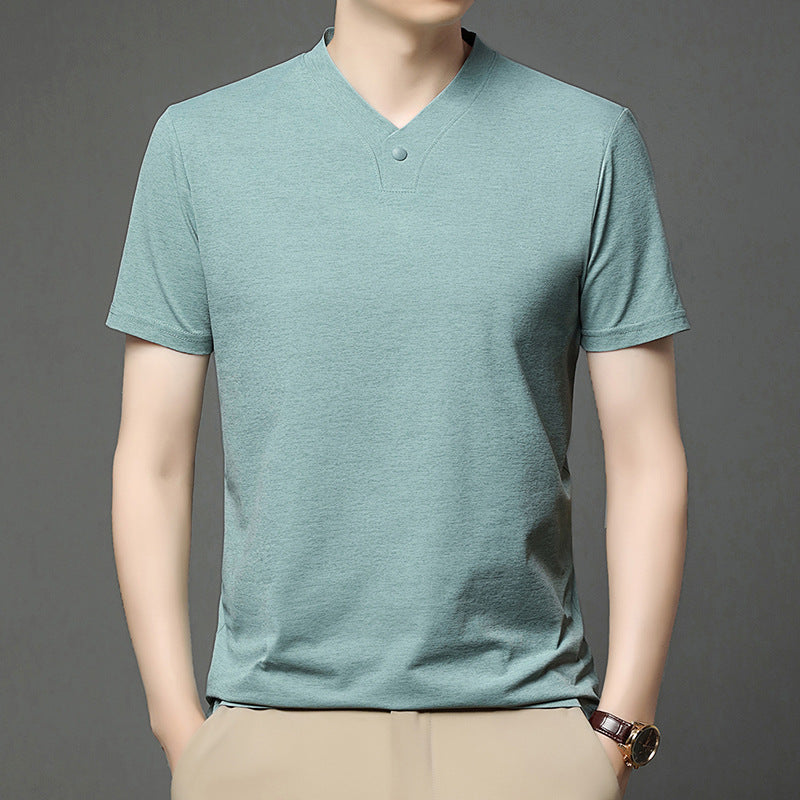 cf293-Men's summer ice silk short-sleeved T-shirt