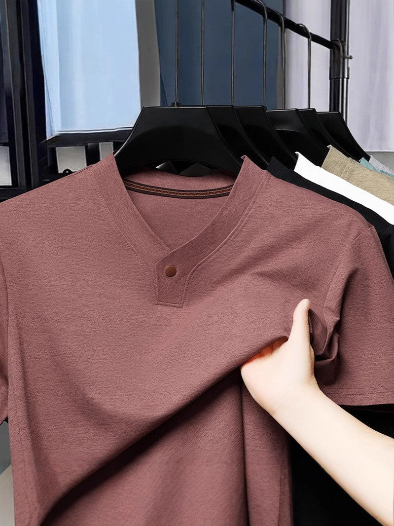 cf293-Men's summer ice silk short-sleeved T-shirt