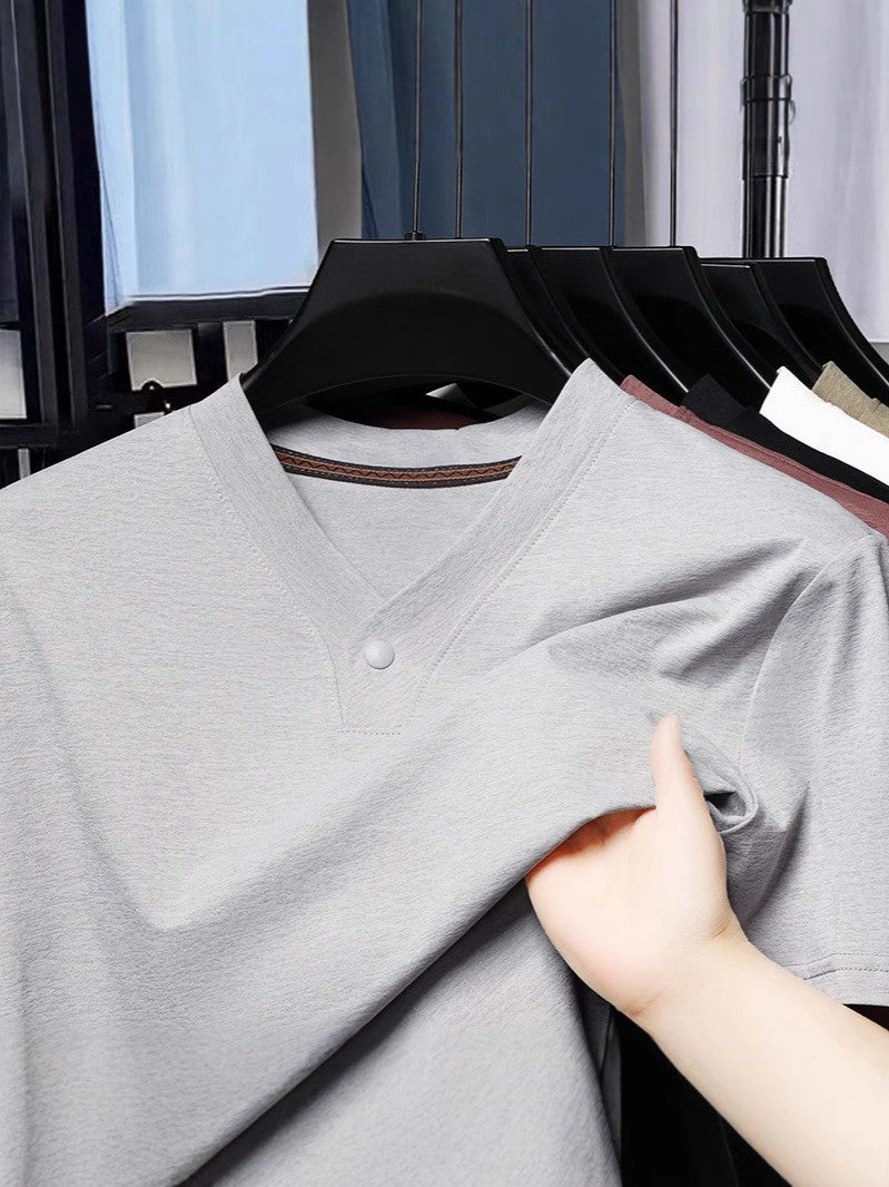 cf293-Men's summer ice silk short-sleeved T-shirt