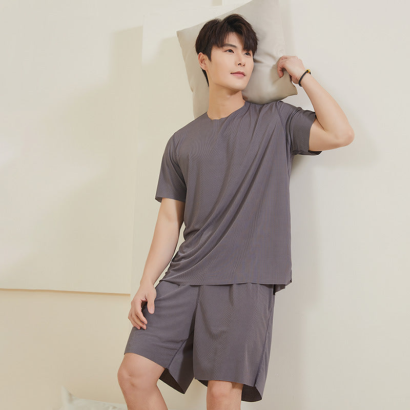 zd358-Men's summer ice silk home wear suit