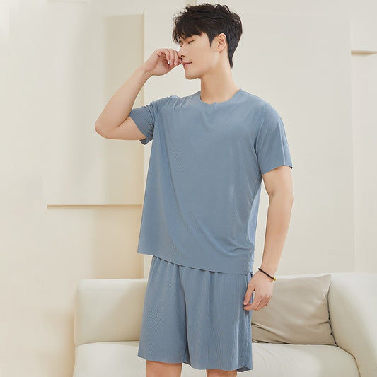 zd358-Men's summer ice silk home wear suit