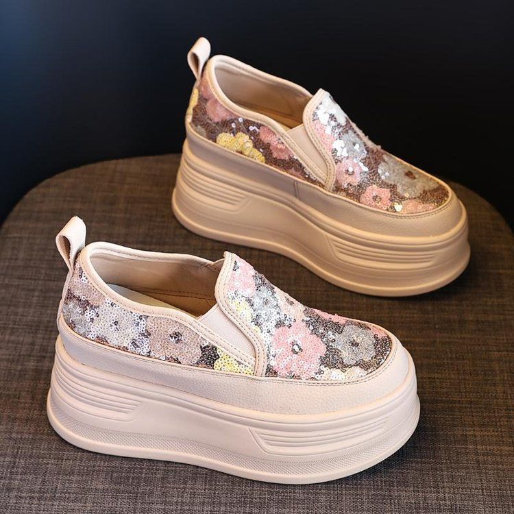 Women's summer casual sequined height increasing shoes