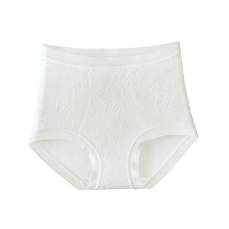 Women's lace mid-high waist antibacterial mulberry silk underwear