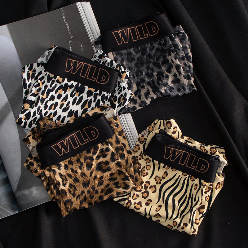 zd362-Sexy Ice Silk Leopard Print Men's Briefs