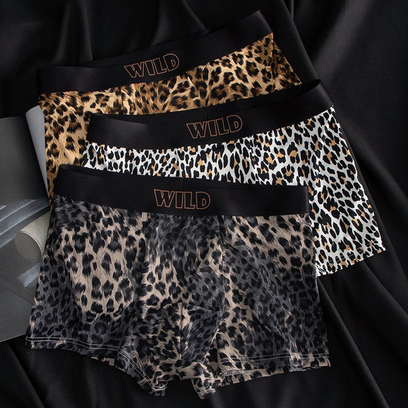 zd362-Sexy Ice Silk Leopard Print Men's Briefs