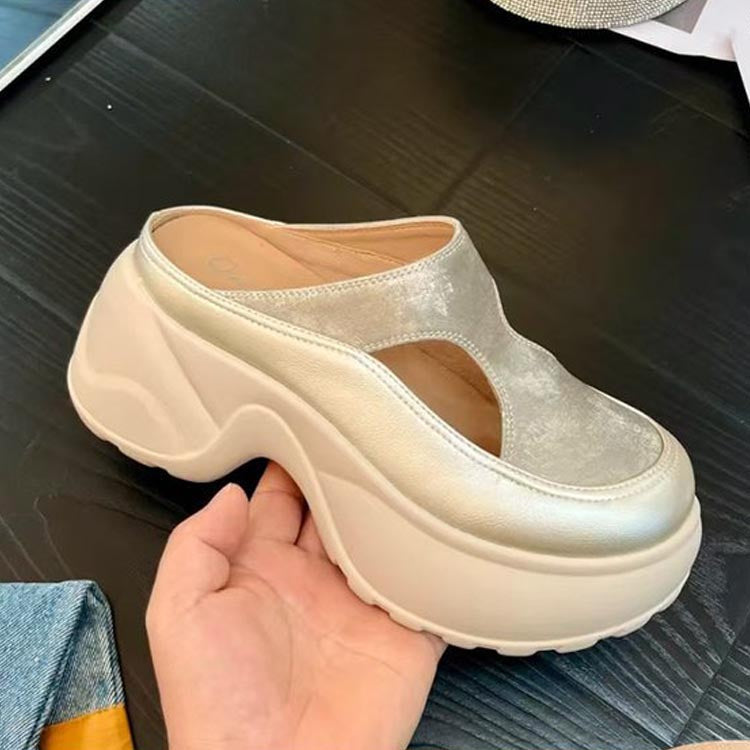 zp635-Women's summer hollowed-out height-enhancing slip-on sandals