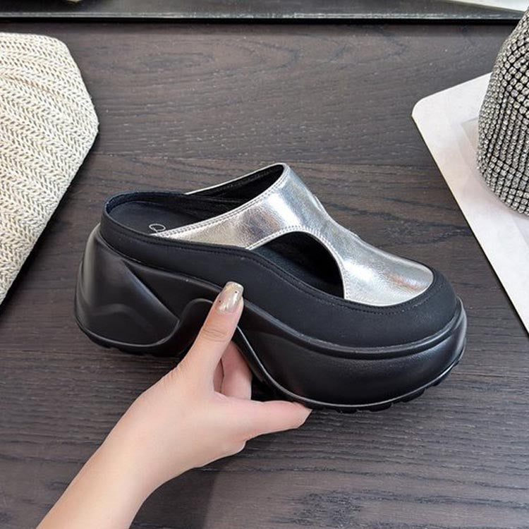 zp635-Women's summer hollowed-out height-enhancing slip-on sandals