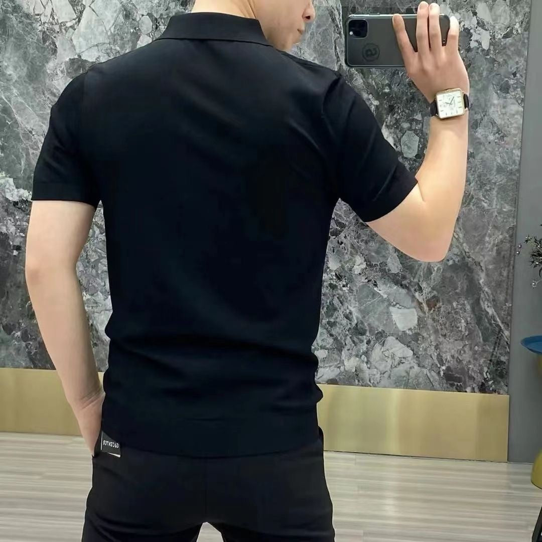 zd118-2025 summer light luxury fashion lapel short-sleeved T-shirt