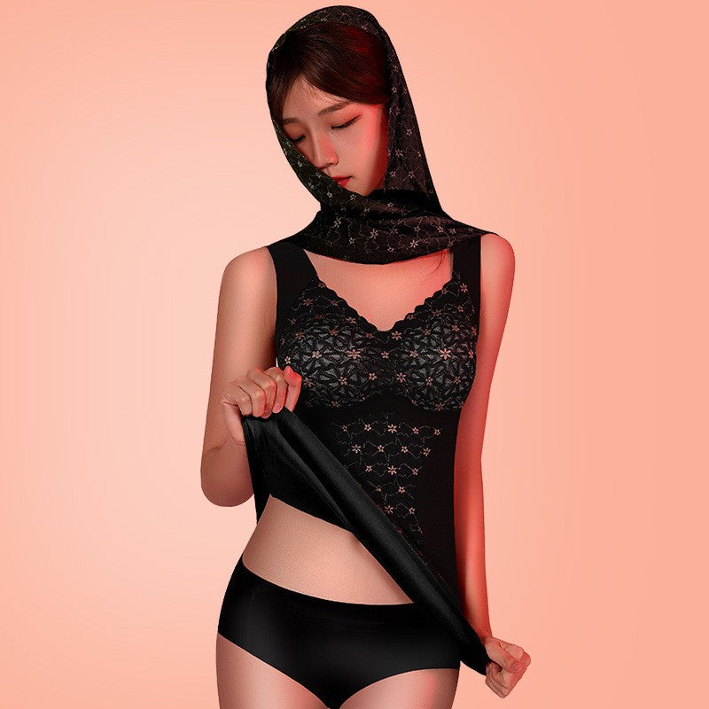 zp166-Antibacterial heating thermal vest Shide velvet bottoming autumn coat