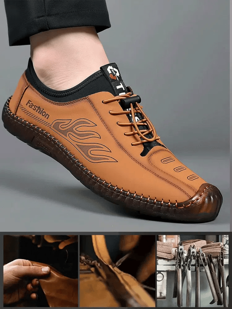 key05-Men's breathable cowhide casual boots with soft soles