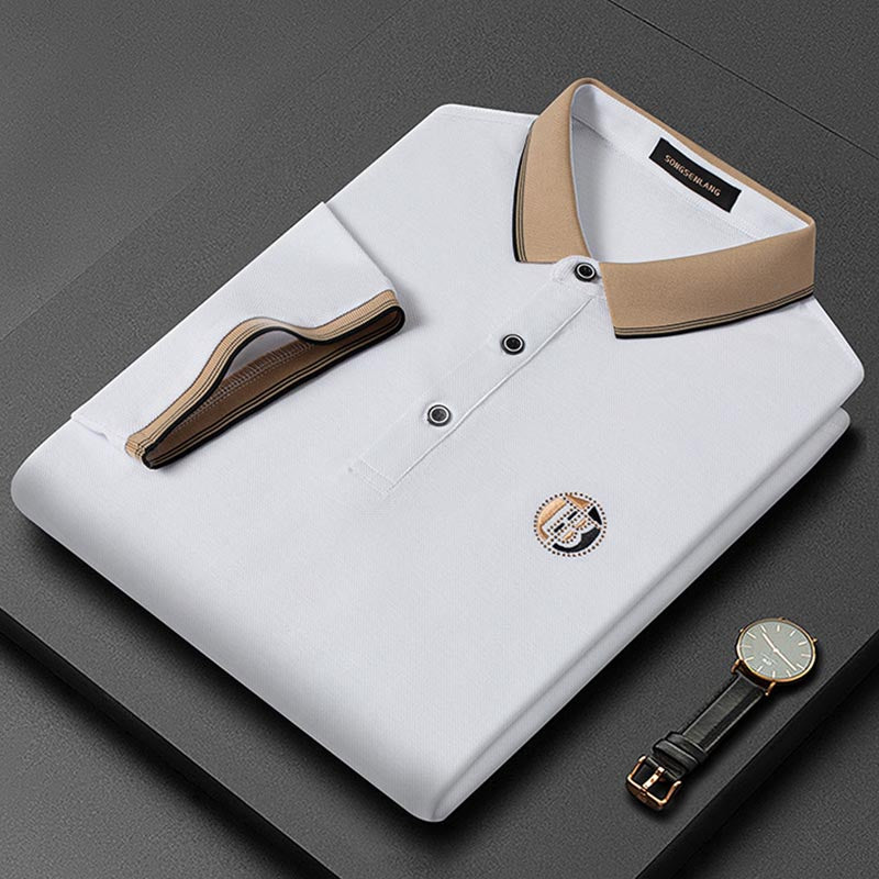 Summer men's casual loose lapel short-sleeved polo shirt