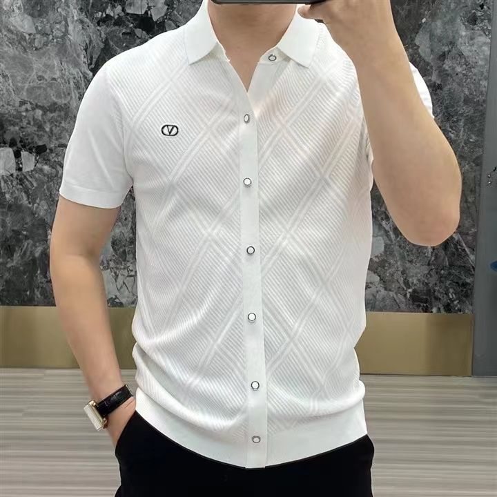 sa118-2025 summer light luxury fashion lapel short-sleeved T-shirt