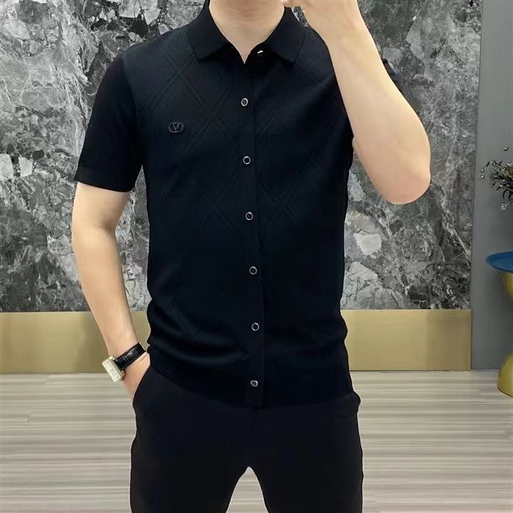 sa118-2025 summer light luxury fashion lapel short-sleeved T-shirt