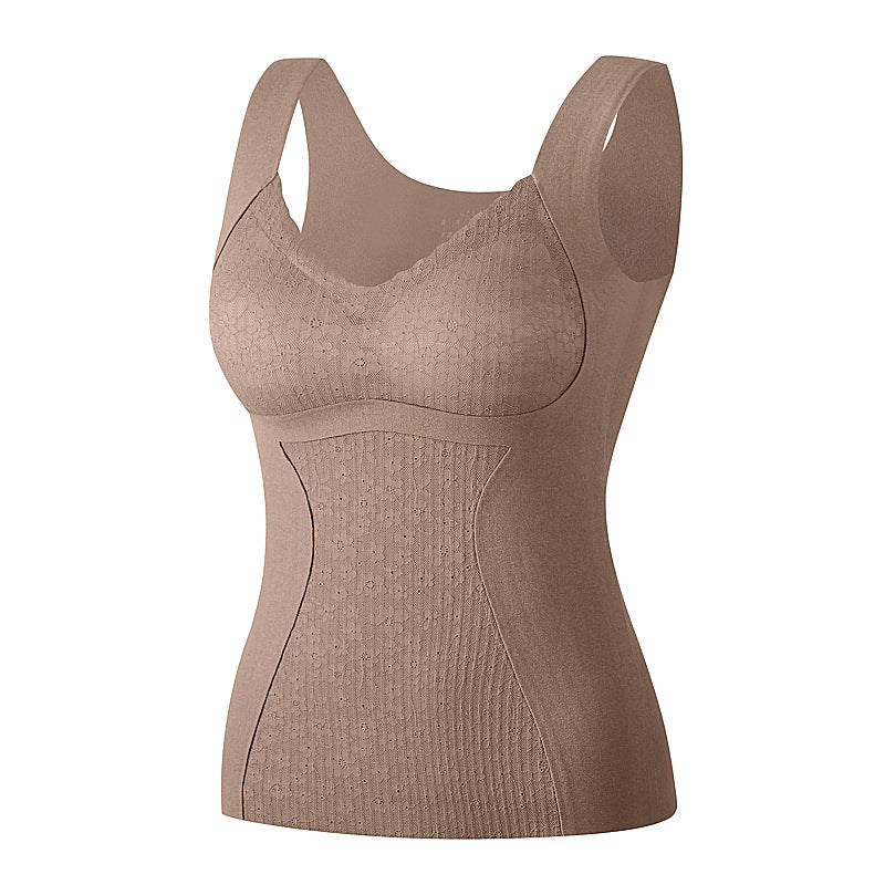 Autumn and winter versatile women's thermal underwear with breast pads