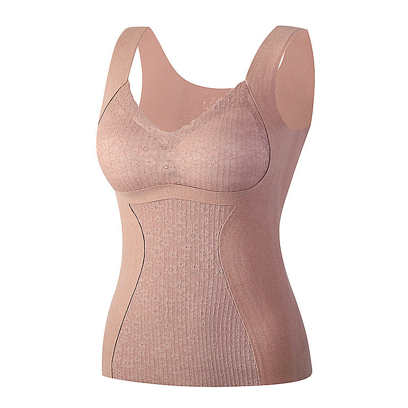 Autumn and winter versatile women's thermal underwear with breast pads