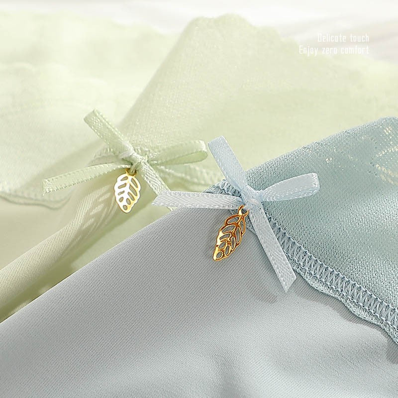 zp359-Women's sexy ultra-thin bow ice silk panties