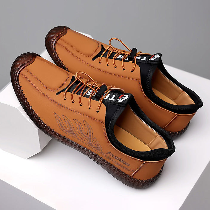 key05-Men's breathable cowhide casual boots with soft soles