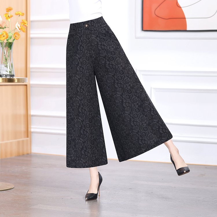 Summer high waist fashionable jacquard wide leg pants for women