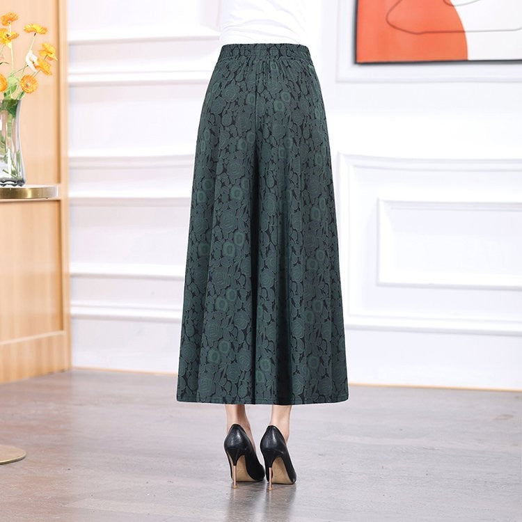 Summer high waist fashionable jacquard wide leg pants for women