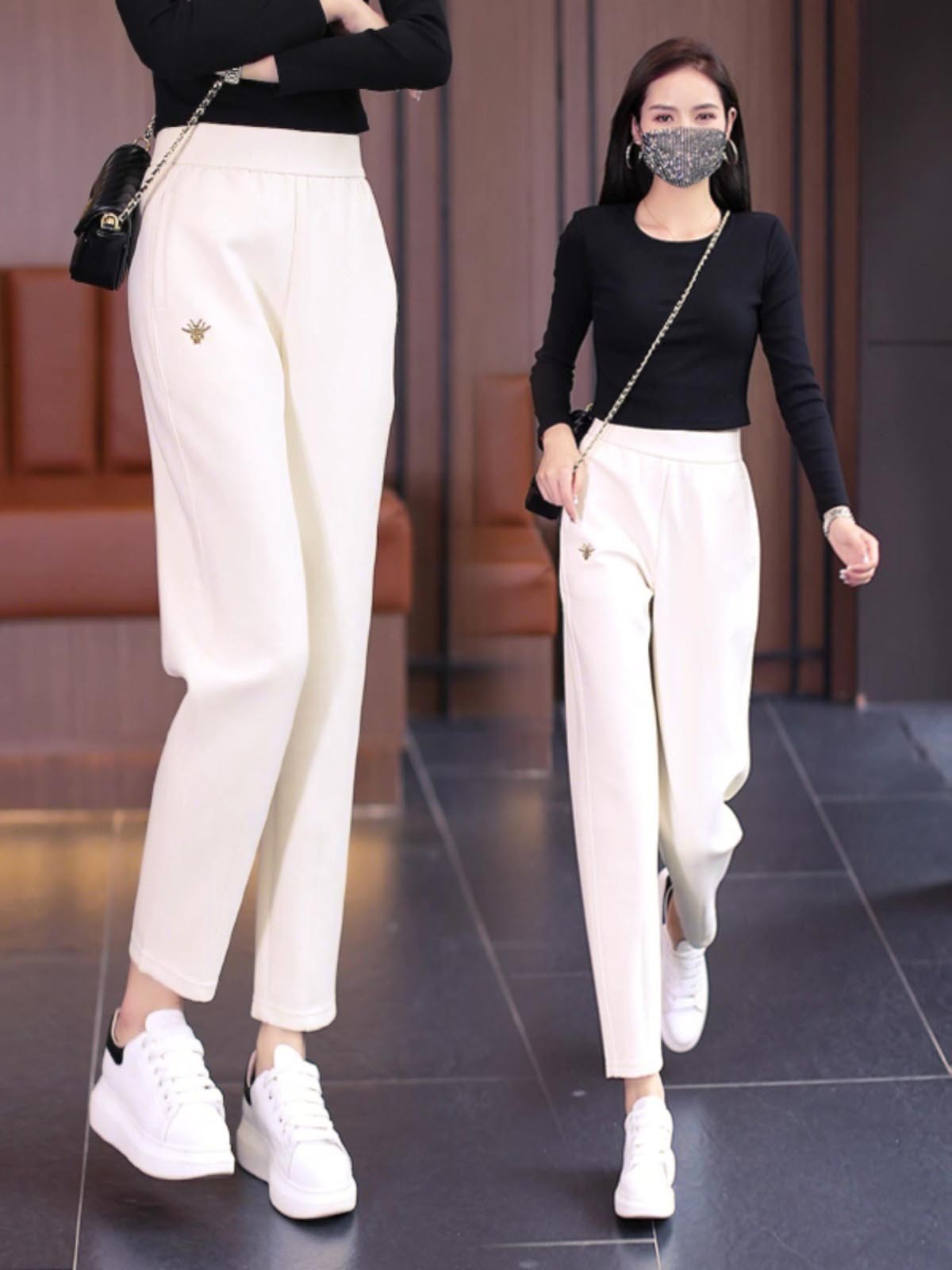 zp451-Korean style simple high waist casual pants women اشتري 1 و إحصول على 1 مجانا