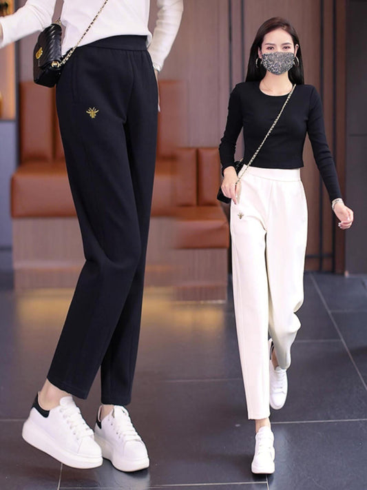 zp451-Korean style simple high waist casual pants women اشتري 1 و إحصول على 1 مجانا