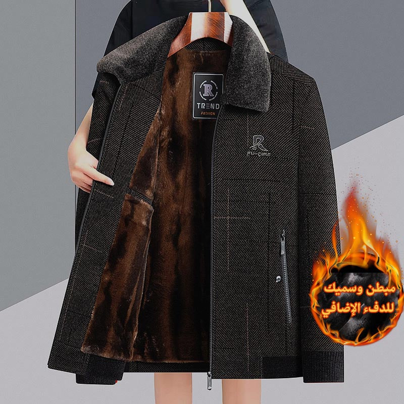 Men's autumn and winter chenille plus velvet thickened jacket