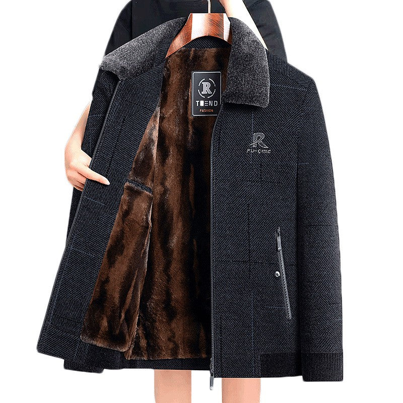 Men's autumn and winter chenille plus velvet thickened jacket