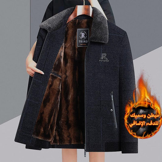 Men's autumn and winter chenille plus velvet thickened jacket