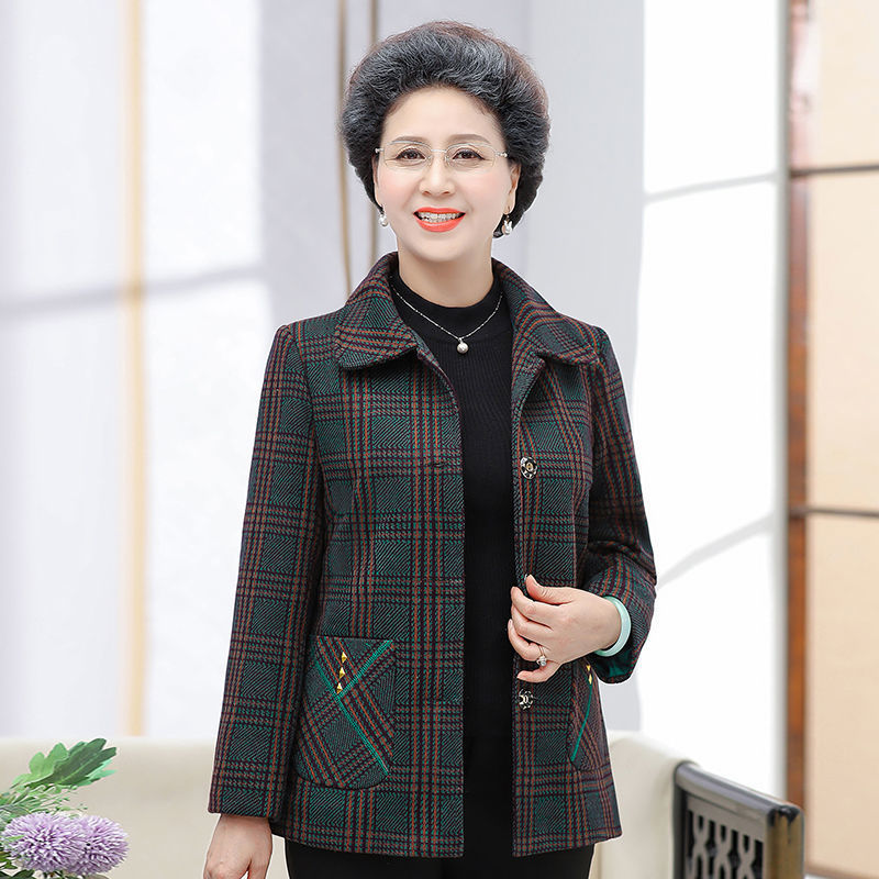 zp495-Women's Fall Classic Plaid Print Jacket