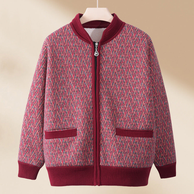 zp503-New Ladies Printed Knitted Cardigan