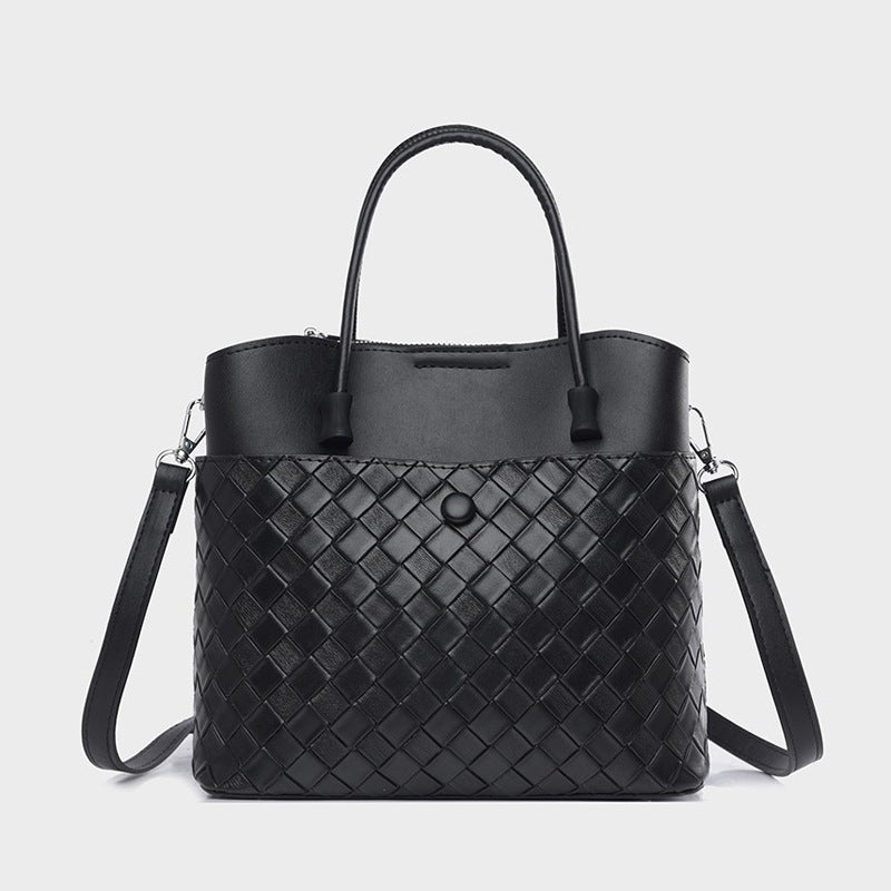 zp551-Women's high-end soft leather woven tote bag