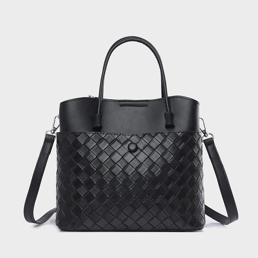zp551-Women's high-end soft leather woven tote bag